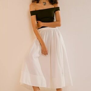 Free People Lowen Midi White Skirt